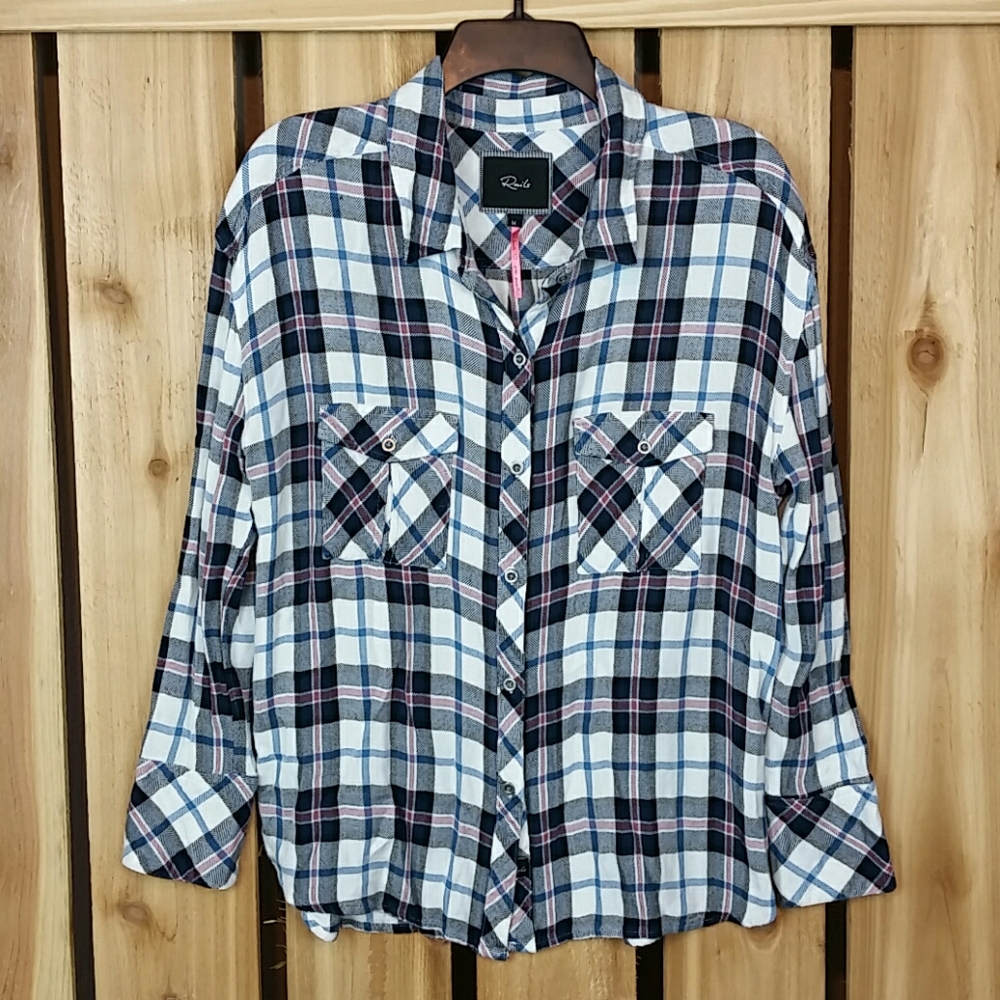 Rails Plaid Button Down Blouse